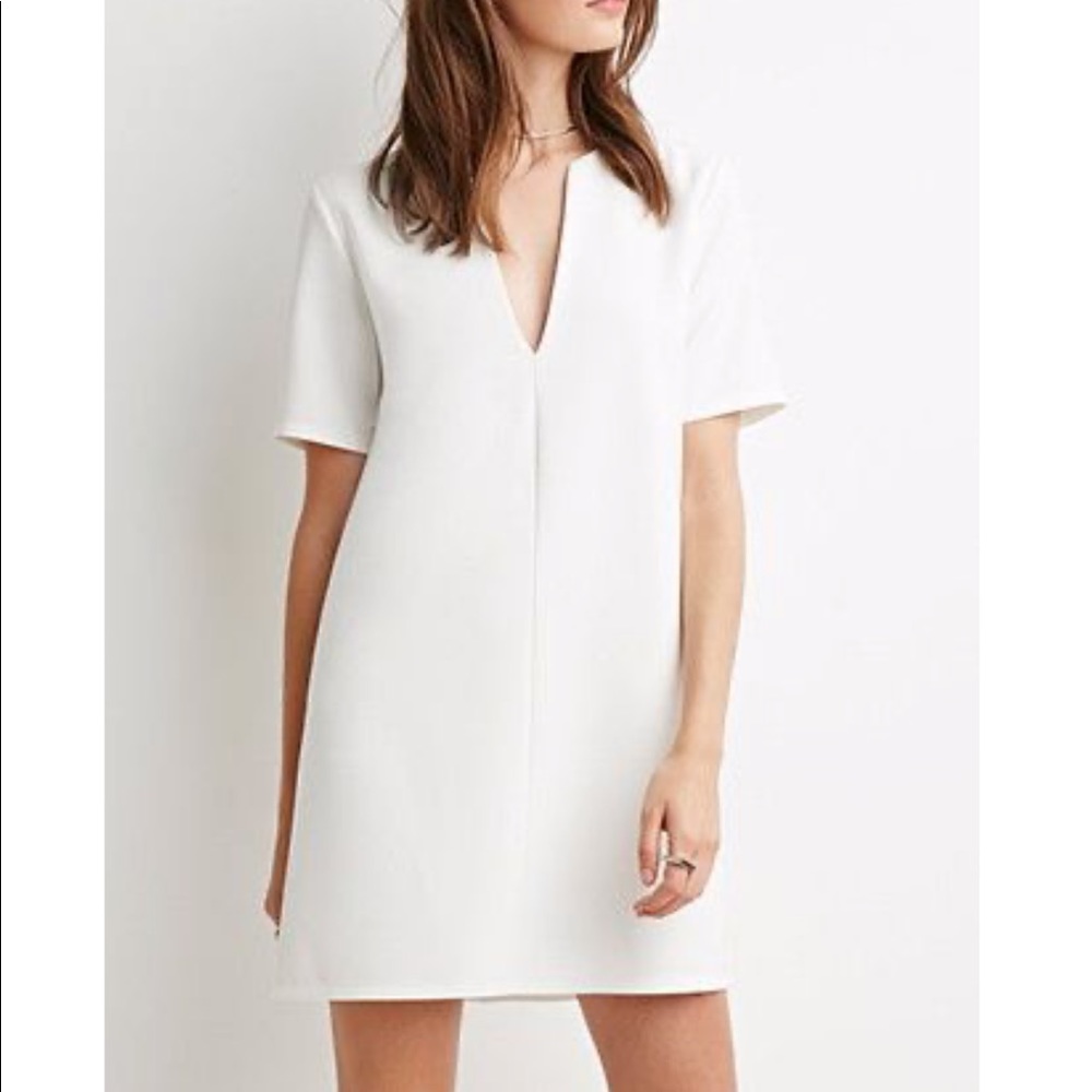 White V Neck Dress